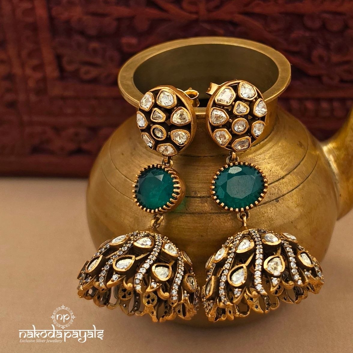 Emerald Green Moissanite Jhumka (Ge10517)