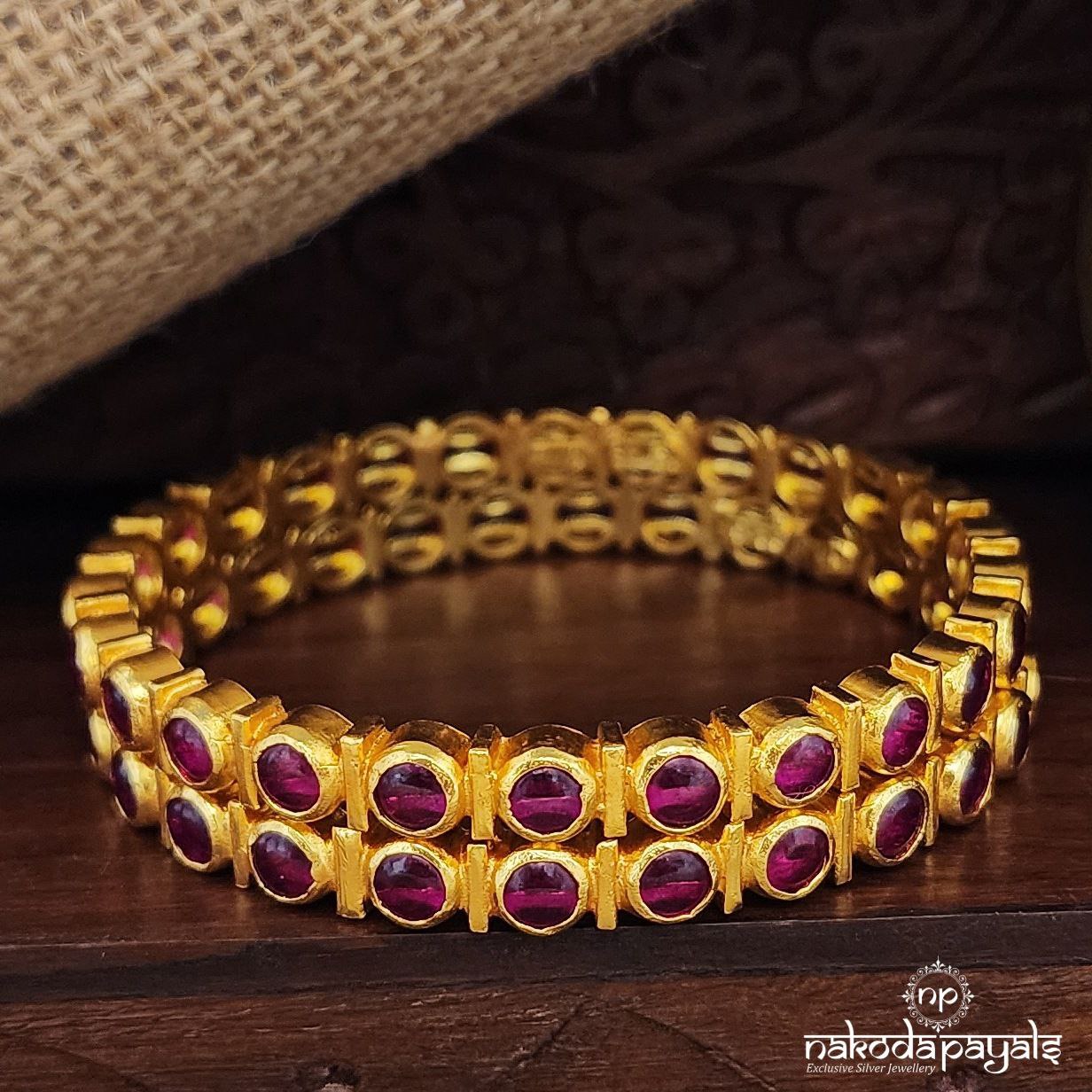 Pink Oval  Bangles Pairs (Gk3153-55)
