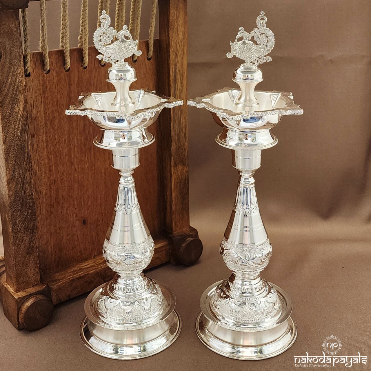 Glorious Peacock "12 Inch " Deepam Pair (Aa2319)