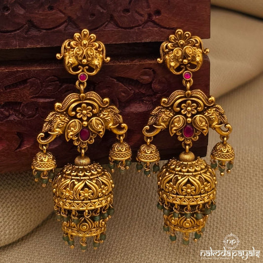 Traditional Floral Elephant Jhumka (Ge11098)