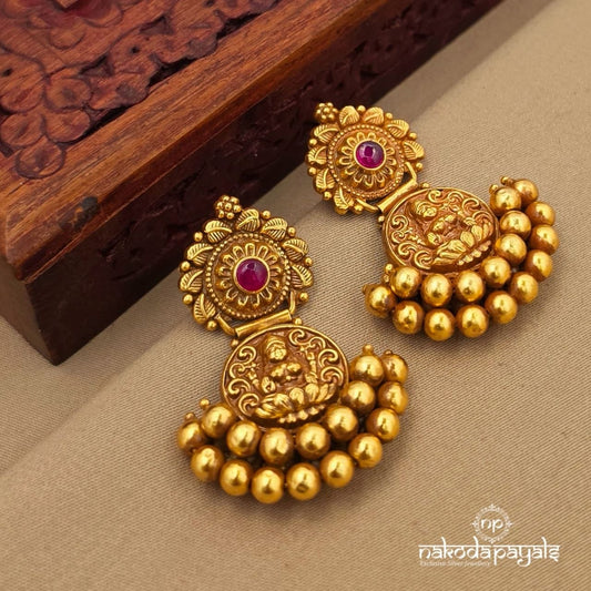 Red Lakshmi Coin Earrings (Ge10779)