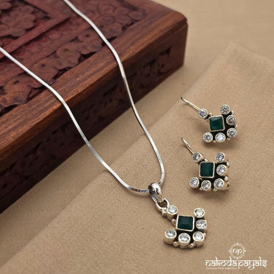 Squarish Green Pendant set (N11864)