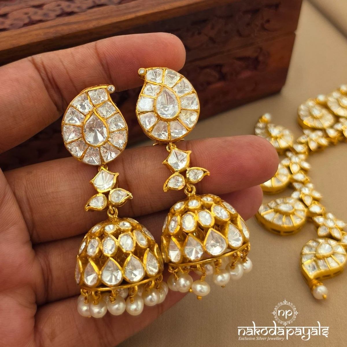 Mango Moissanite Neckpiece With Earring (Gn10919)