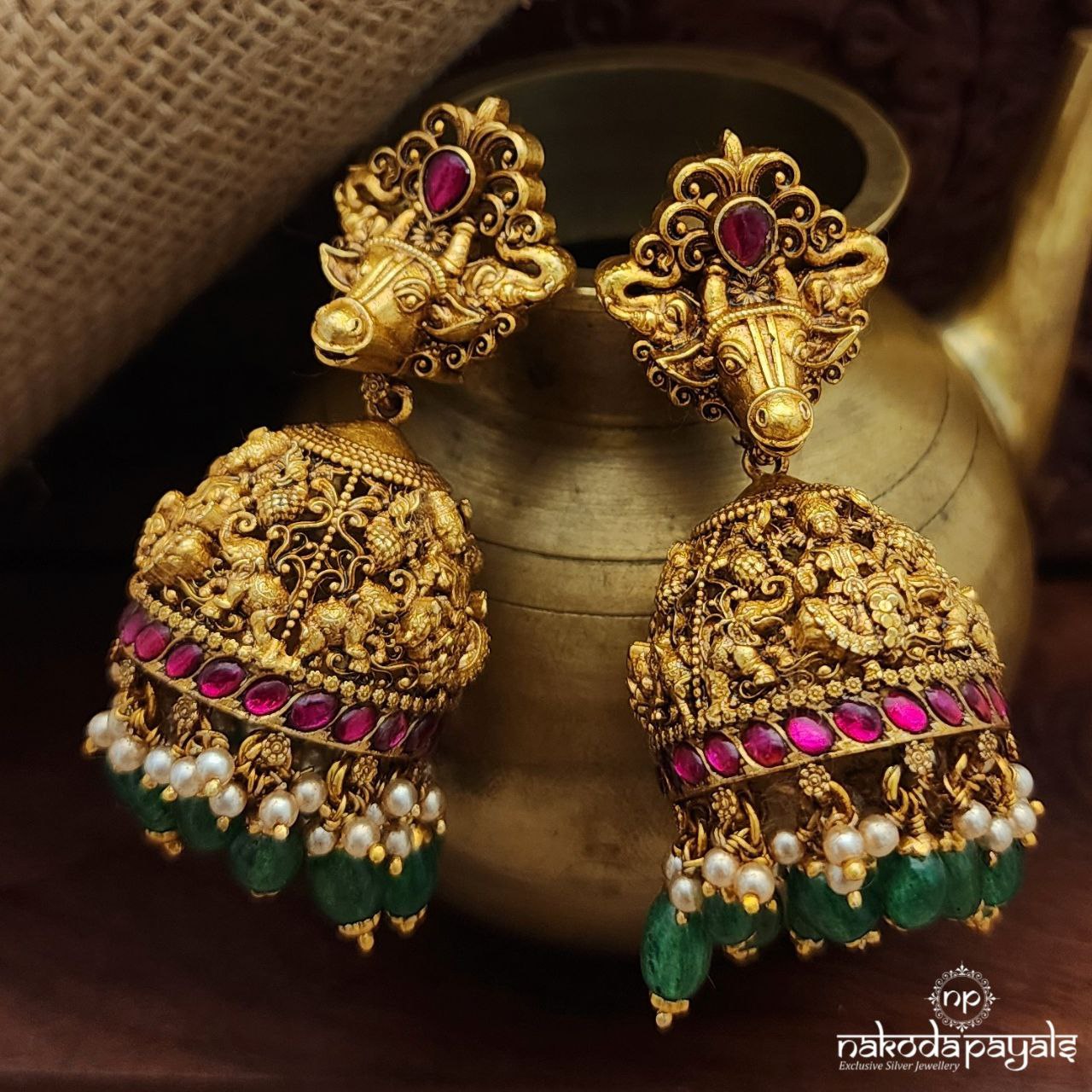 Nandhi Green Drop Jhumka (Ge8984)