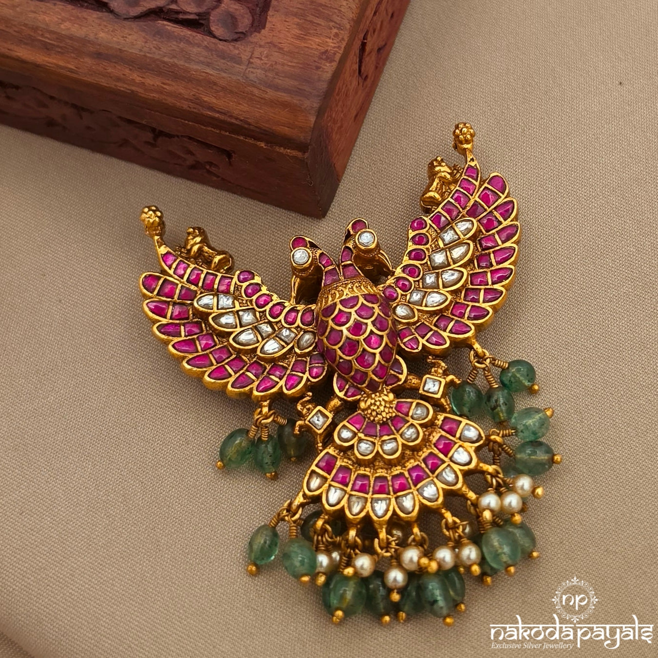 Reversible Gandaberunda Kundan Pendant (Gp2410)