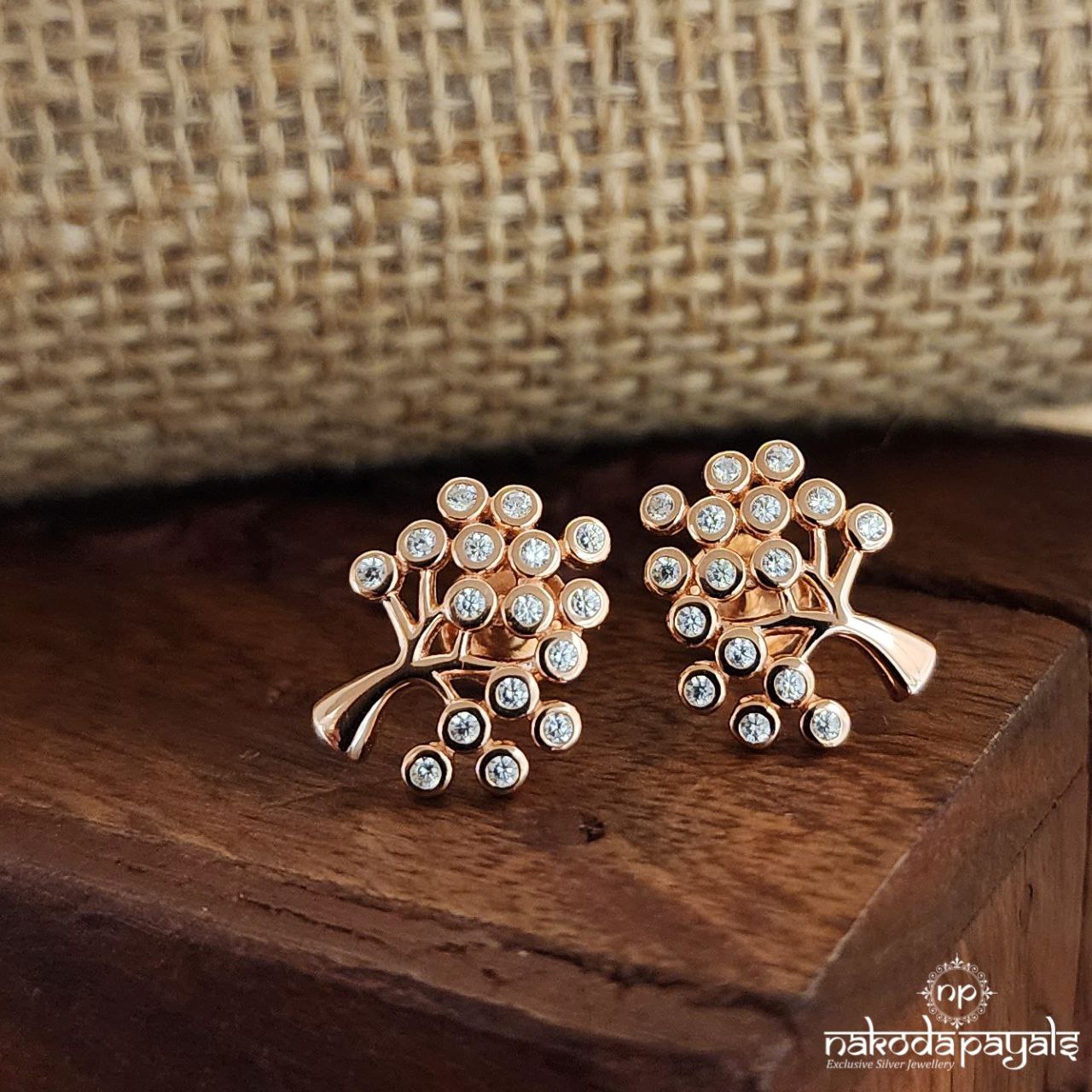 Rose Gold Tree Of Light  Studs (St3272)