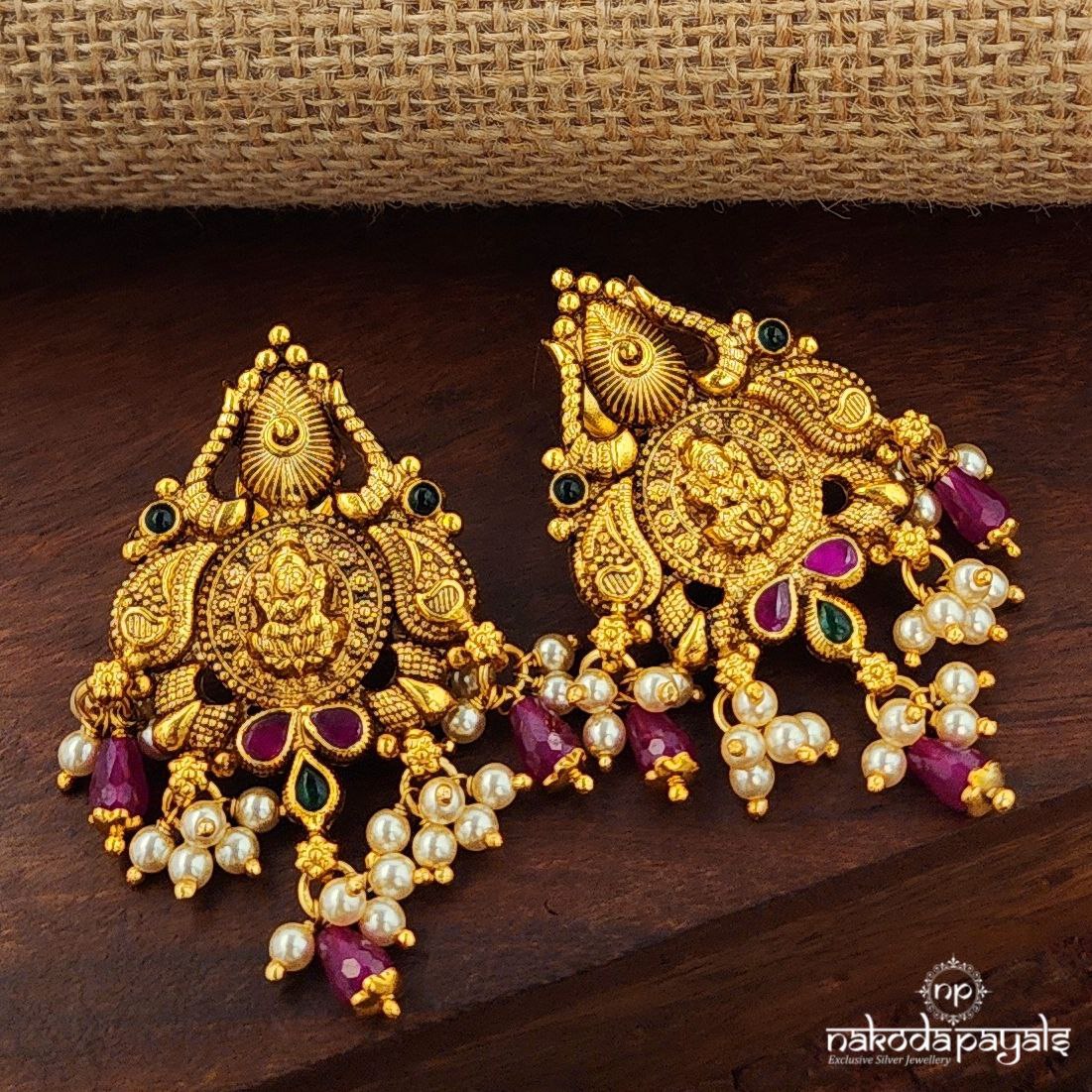 Pearled Drop Pink Earrings (Ge10208)