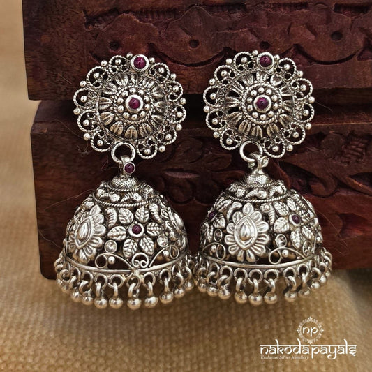 Circular Dot Floral Jhumka (J1826)