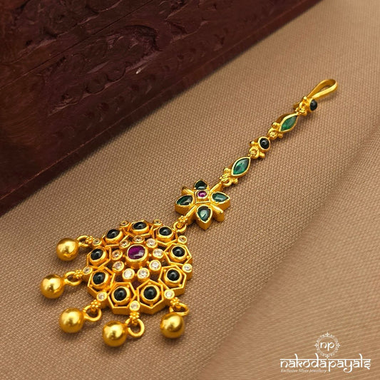 Green Ball Drop Maang Tikka (Gm1141)