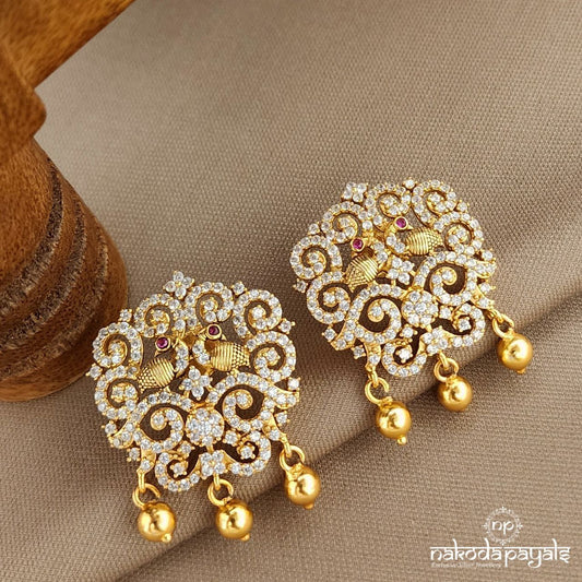 Twin Peacock CZ Studs (Ge10065)