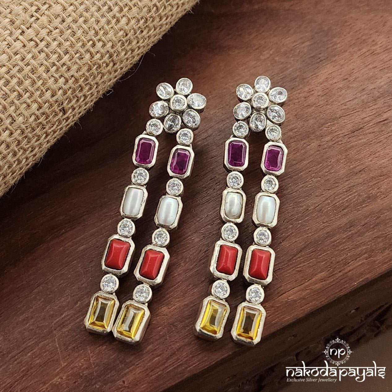Navaratna Floral Earrings (C3715)