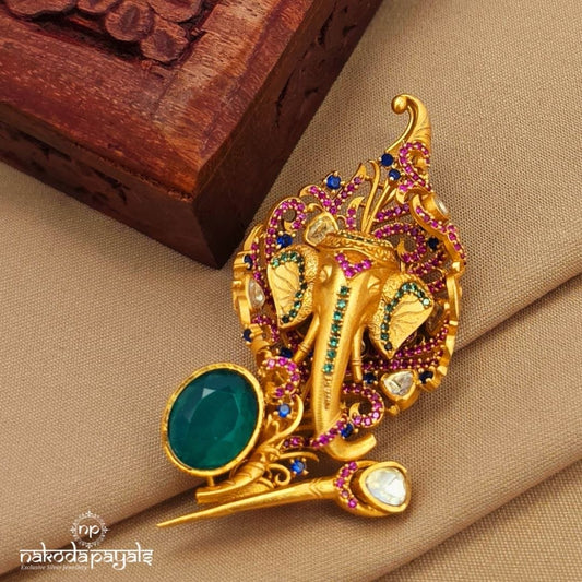Ganesha Green Brooch (St4003)