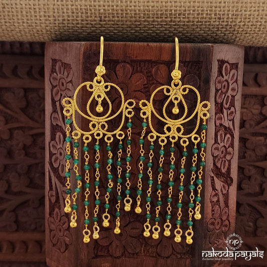 Green Beads Floral Earrings (Ge9881)