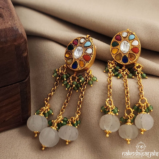 Elegant Navaratna Earrings (Ge8767)