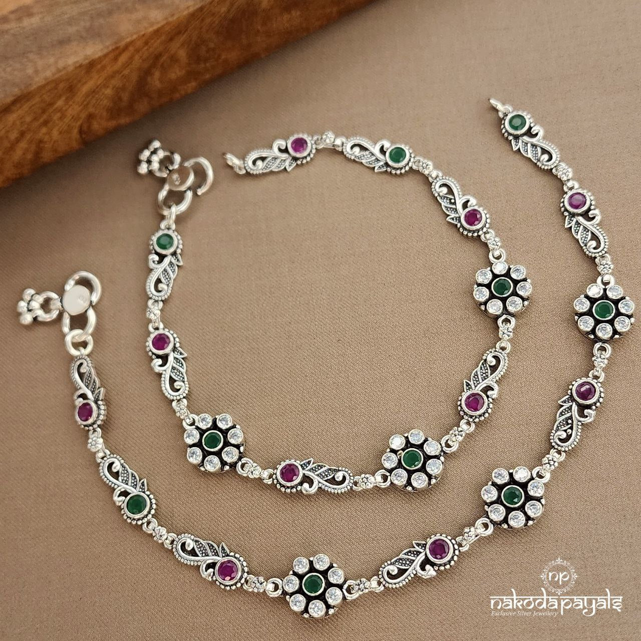 Green MultiColor Grace Anklets (A6593)