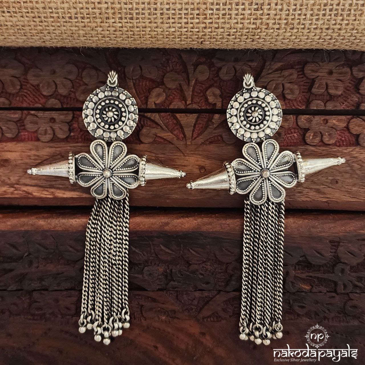 Floral Oxidised Chandbali (C3642)