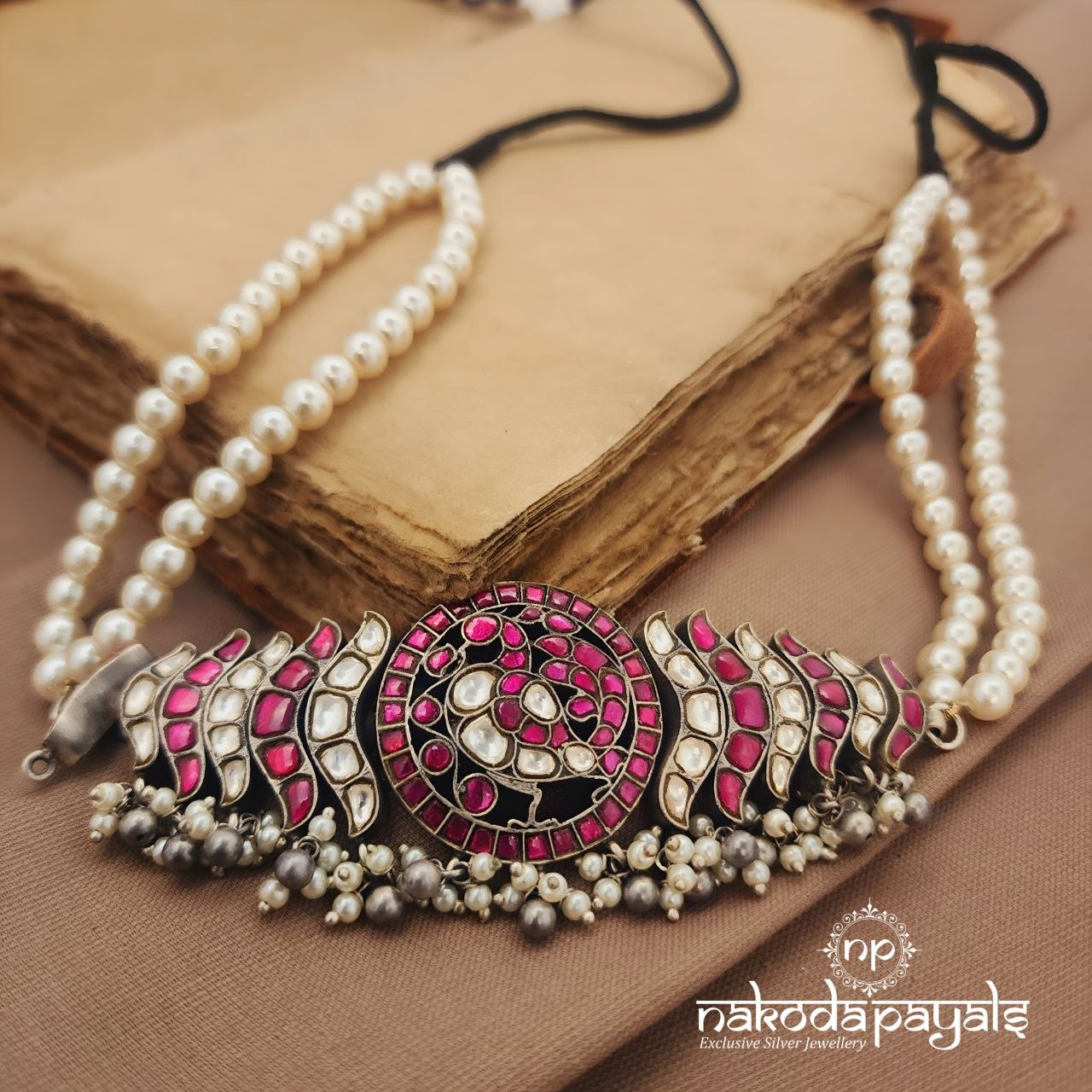 Floral Pink Kundan Choker (N11652)