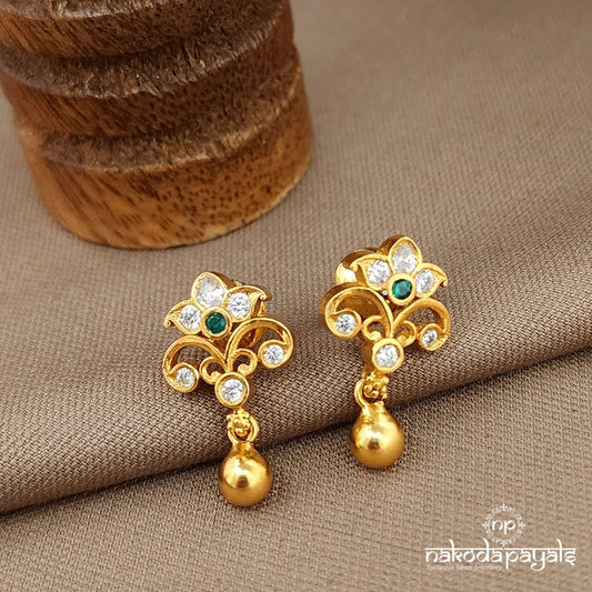 Floral Green Dot Studs (Ge10088)