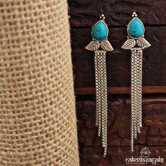 Turquoise Leafy Dangling Earrings (C3637)