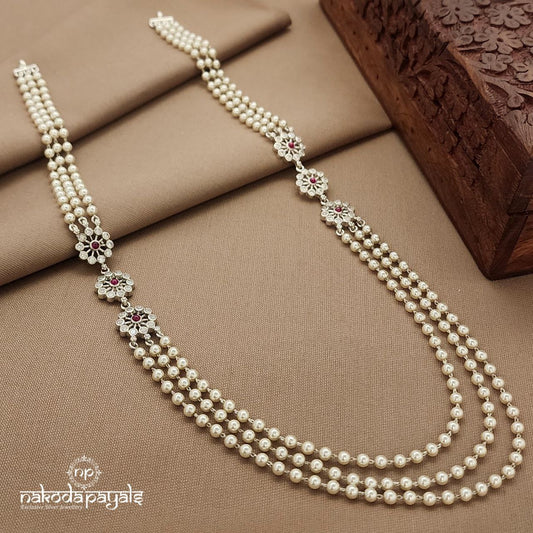 Pink Floral Pearled Neckpiece  (N11461)