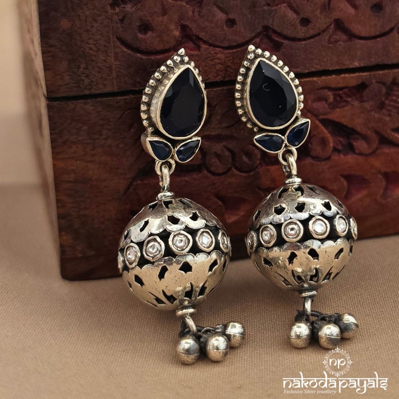 Stunning Blue Chandbali (C4252)
