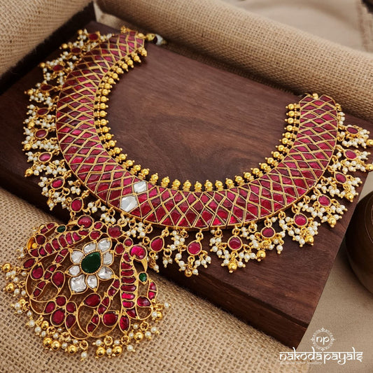 Twin Peacock Kundan Neckpiece  (Gn9015)
