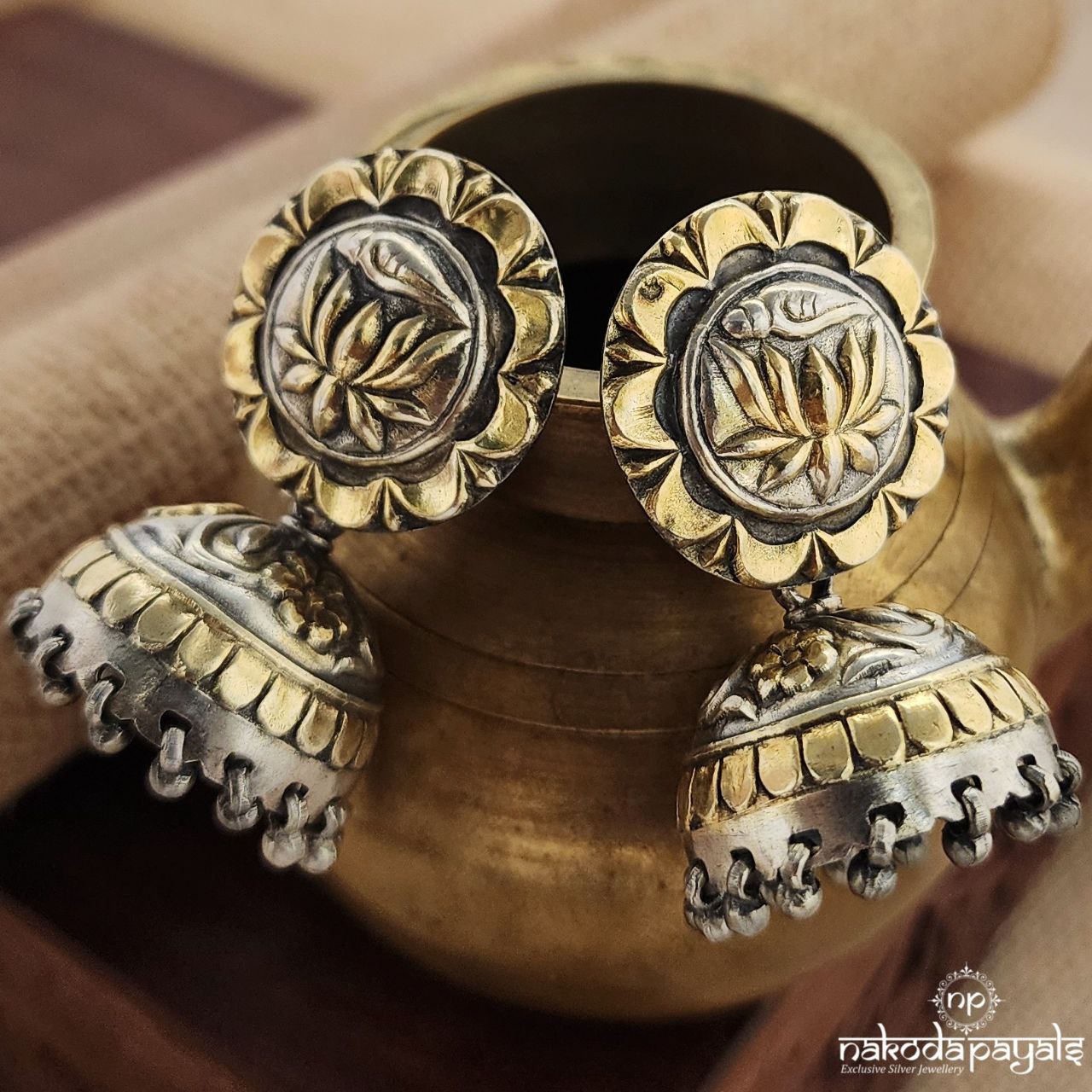 Lotus Dual Tone Jhumka (J1137)
