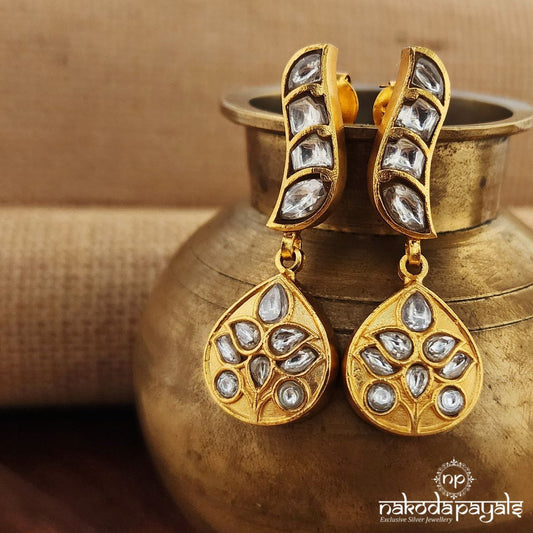 White Kundan Earrings (Ge9071)