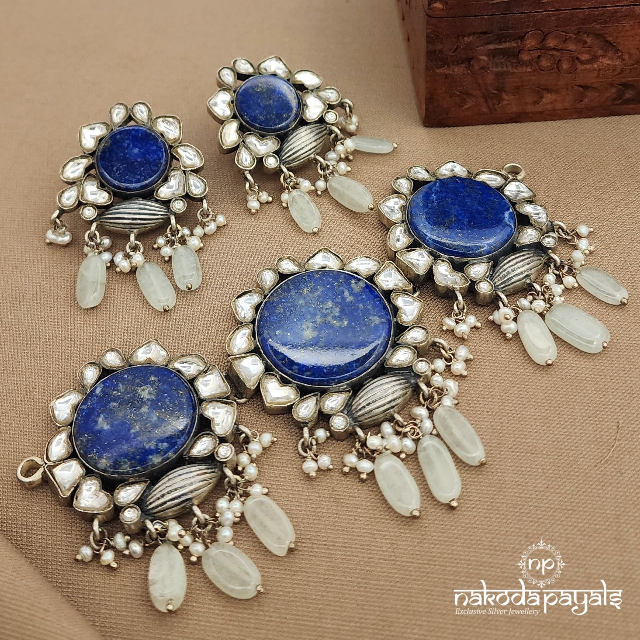 Circular Lapiz Choker With Earrings (N11255)