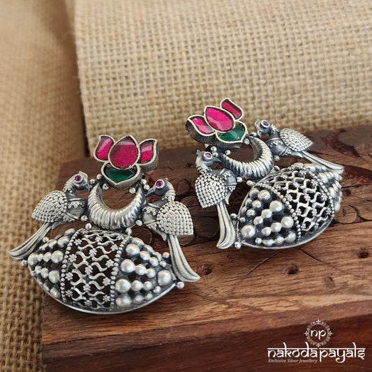 Anti Peacock With Lotus Oxidised Chandbali (C8151)
