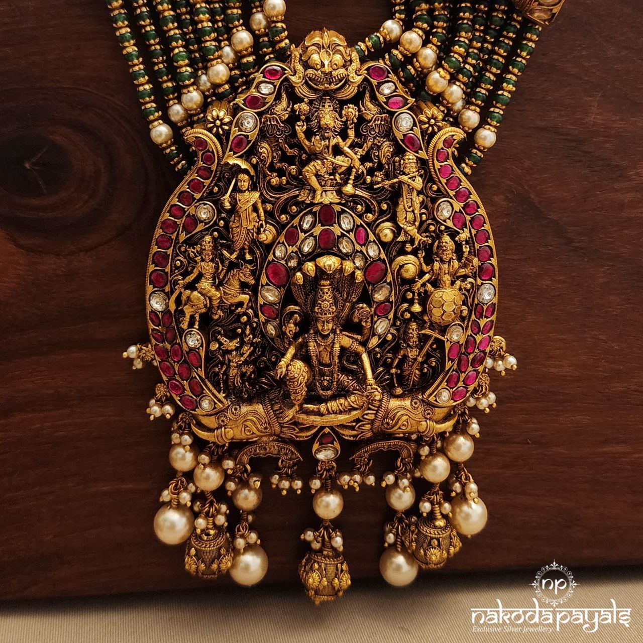 Lord Vishnu Kundan Pearled Neckpiece (Gn8628)
