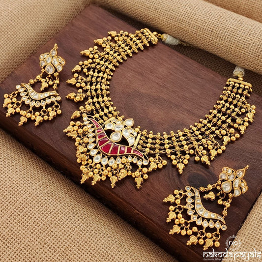 White Kundan Neckpiece With Earrings (Gn9311)