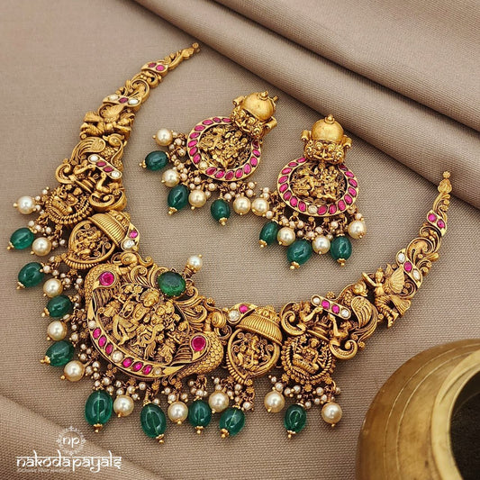 Shiva Parvati Neckpiece With Earrings (Gn9623)