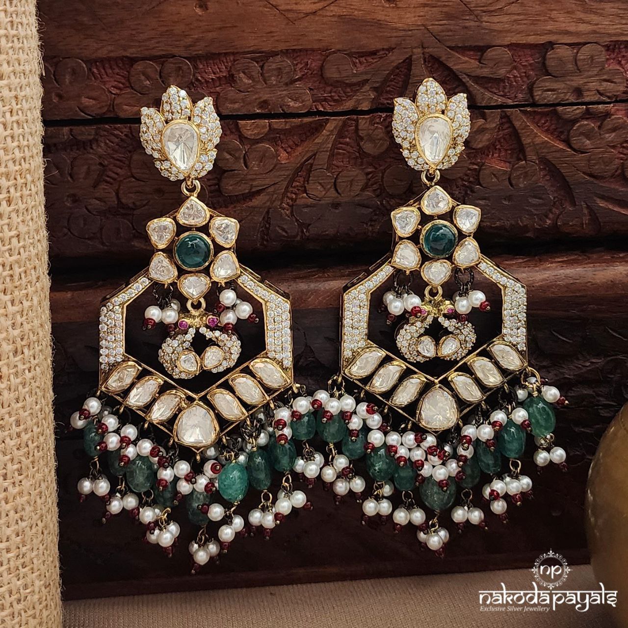 Graceful Pearled Drop Moissanite Earrings (Ge10115)