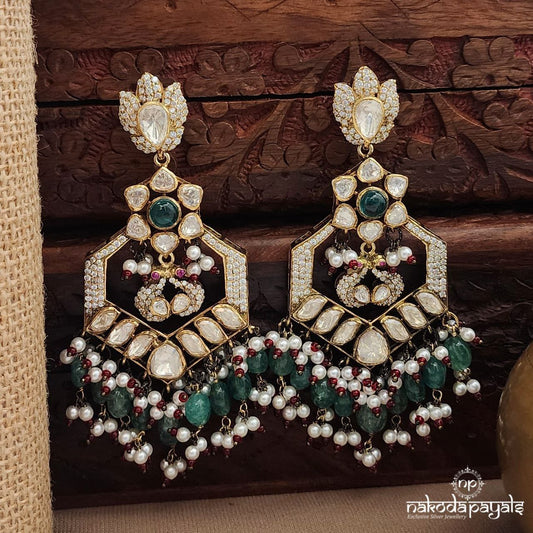 Graceful Pearled Drop Moissanite Earrings (Ge10115)