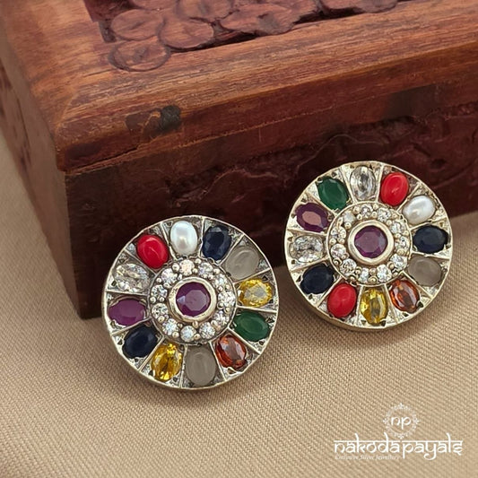 Circular Navarathna Studs (S9768)