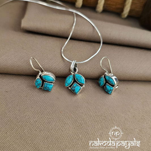 Squarish Turquoise Pendant Set (N11519)