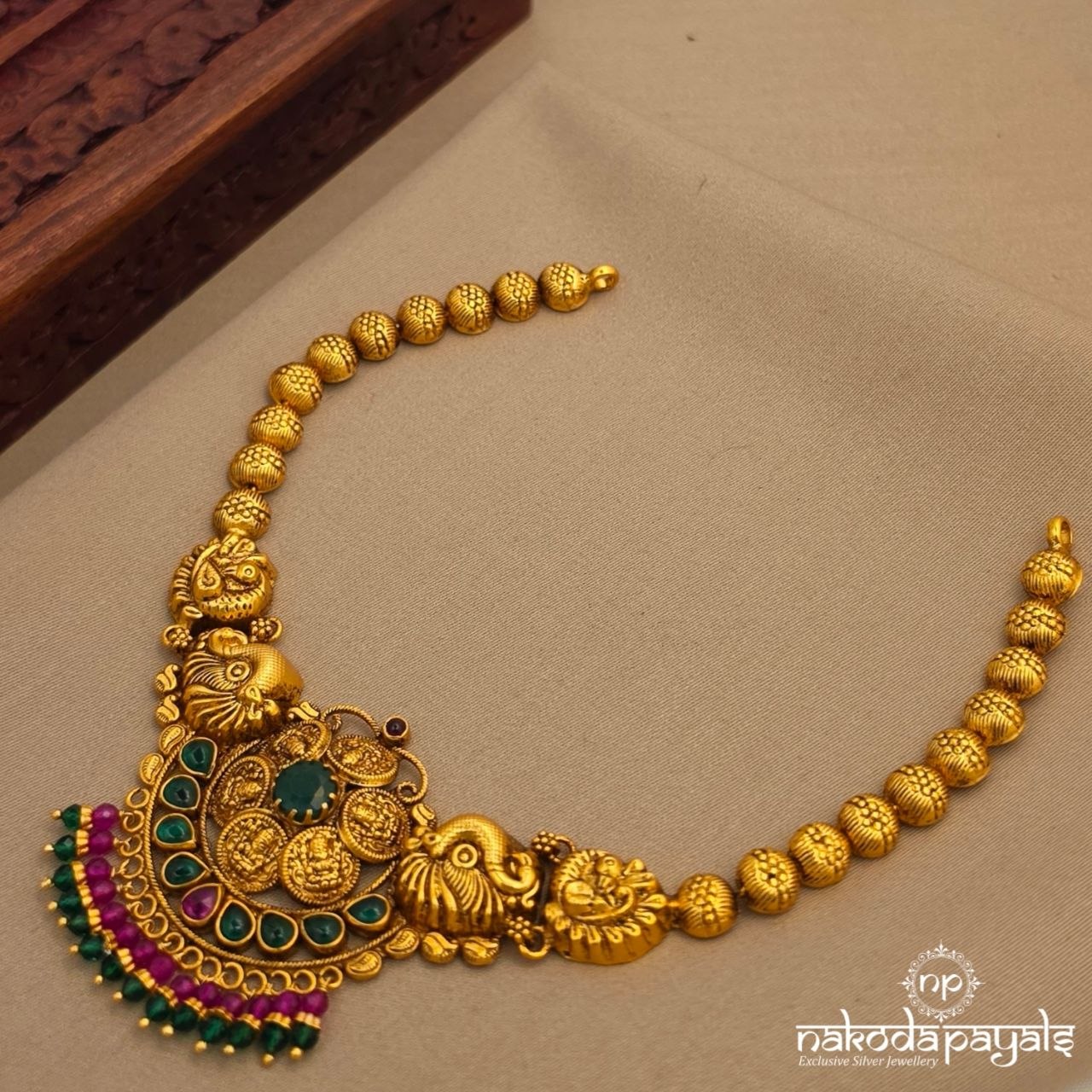 Traditional Kemp Lakshmi Kasu Neckpiece (Gn10387)