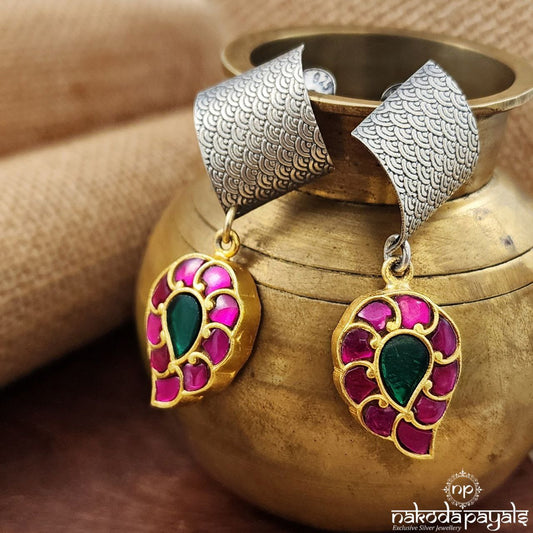 Mango Drop Kundan Dual Tone Earrings (C3241)