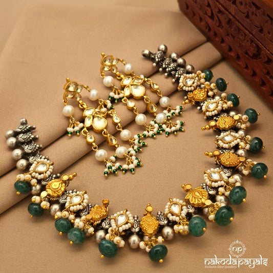 Exclusive Dual Tone Necklace With Earrings (N11928)