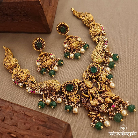 3D Lakshmi Neckpiece With Earrings (Gn9667)