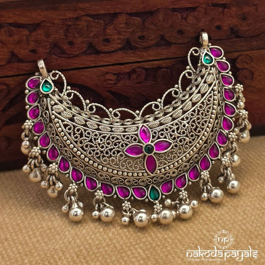 Pink Drop Floral Half Moon Pendant (P2629)