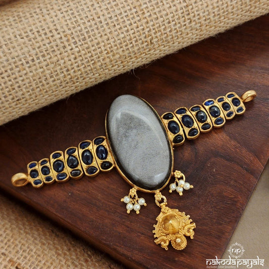 Grey Oval Blue Choker (Gn9035)