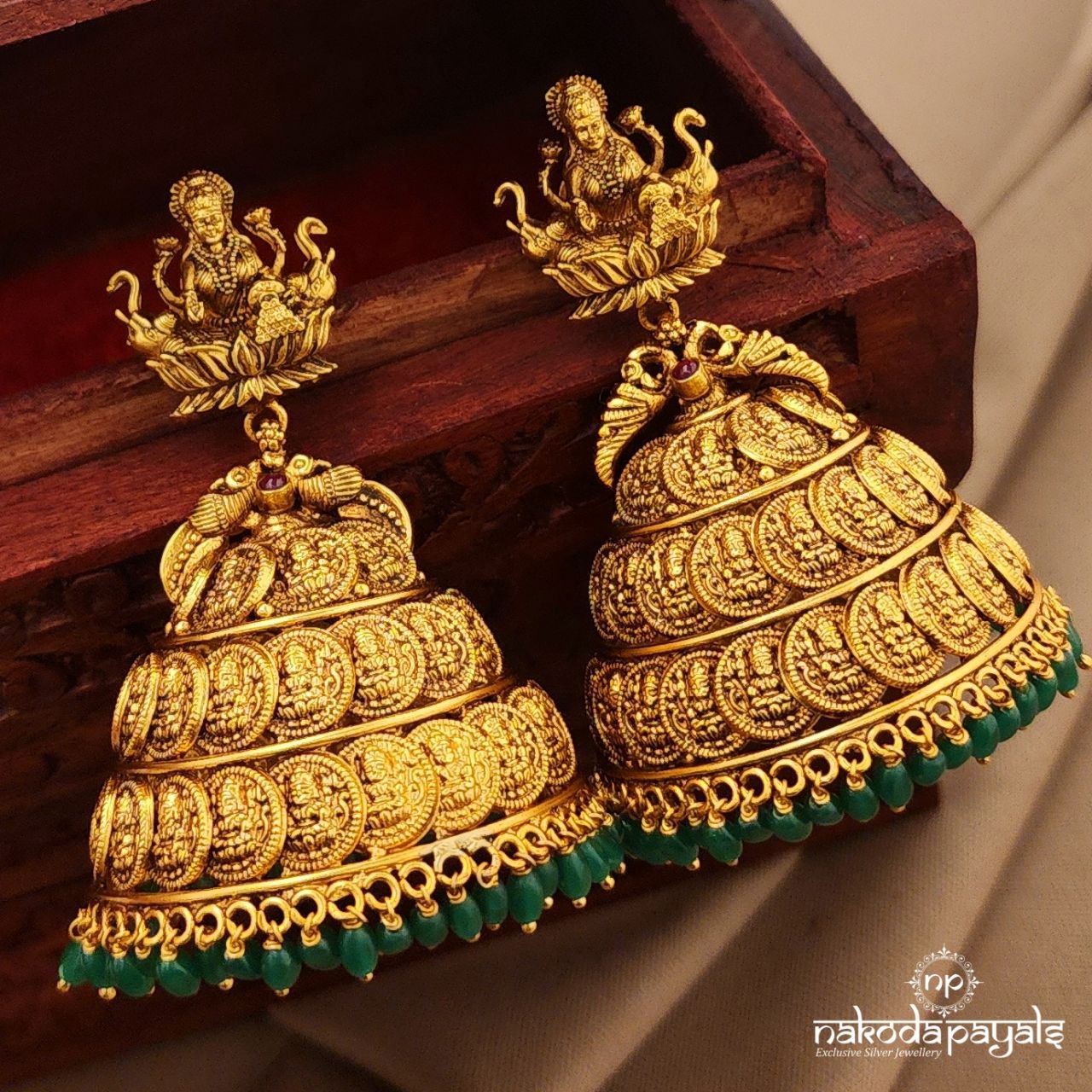Maha Lakshmi Coined Big Jhumka (Ge10391)