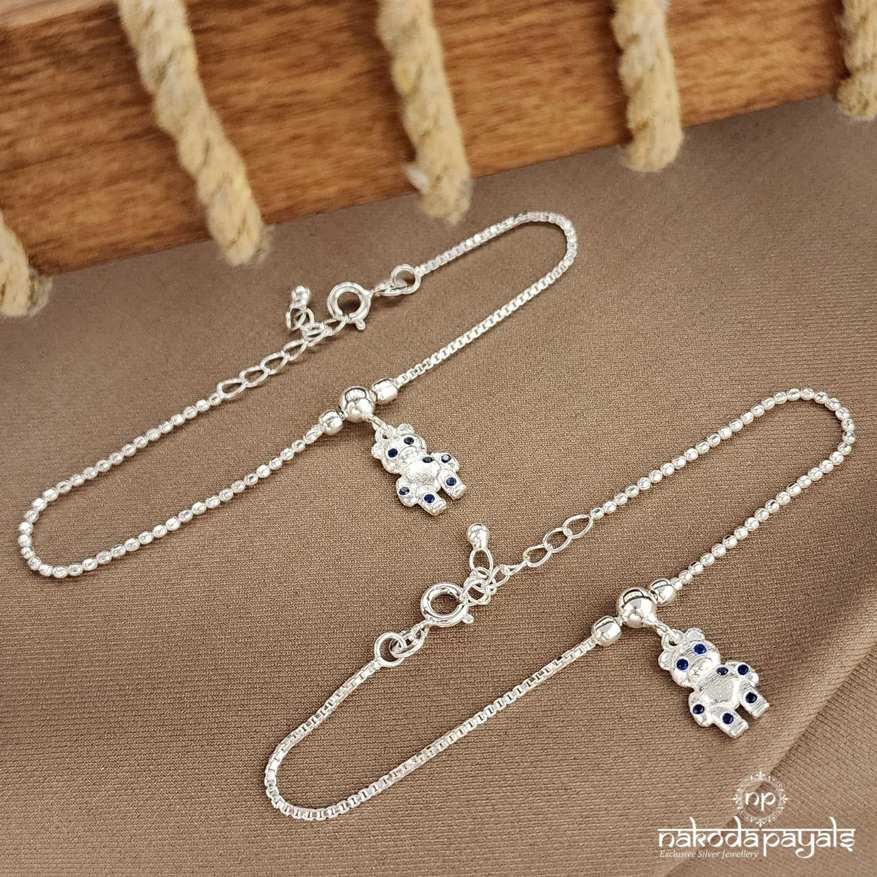 Trending Blue Teddy Drop Kids Anklets (Ka9406)