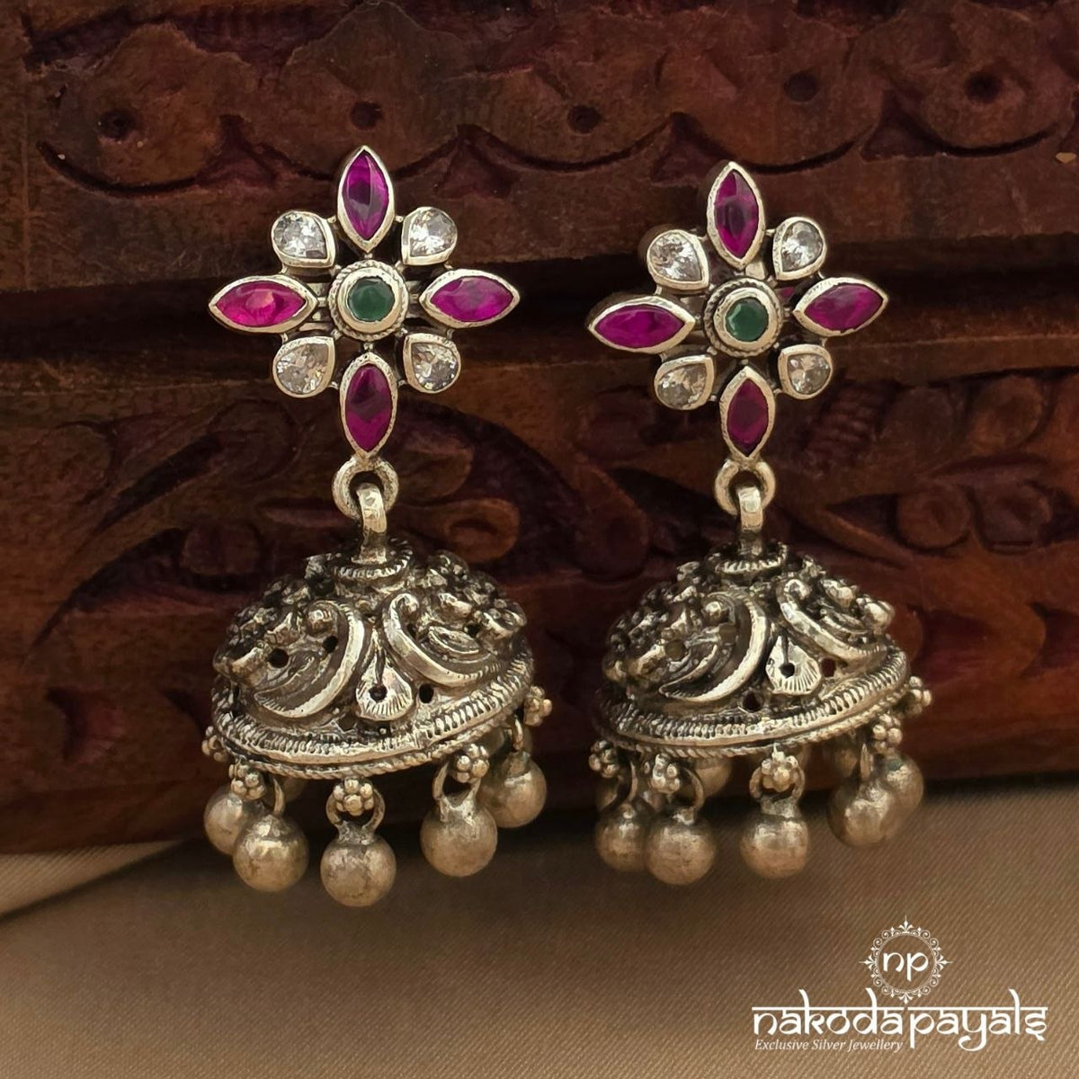 Floral Ball Drop Jhumka (J1987)