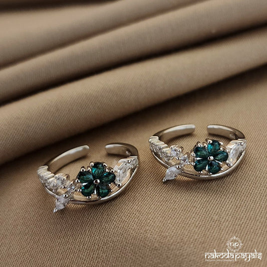 Green Flower Toerings (T4353)