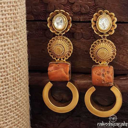 White Flower Coral Earrings (Ge9774)