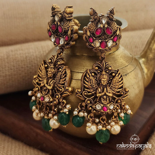 Garuda Drop Kundan Earrings (Ge9051)