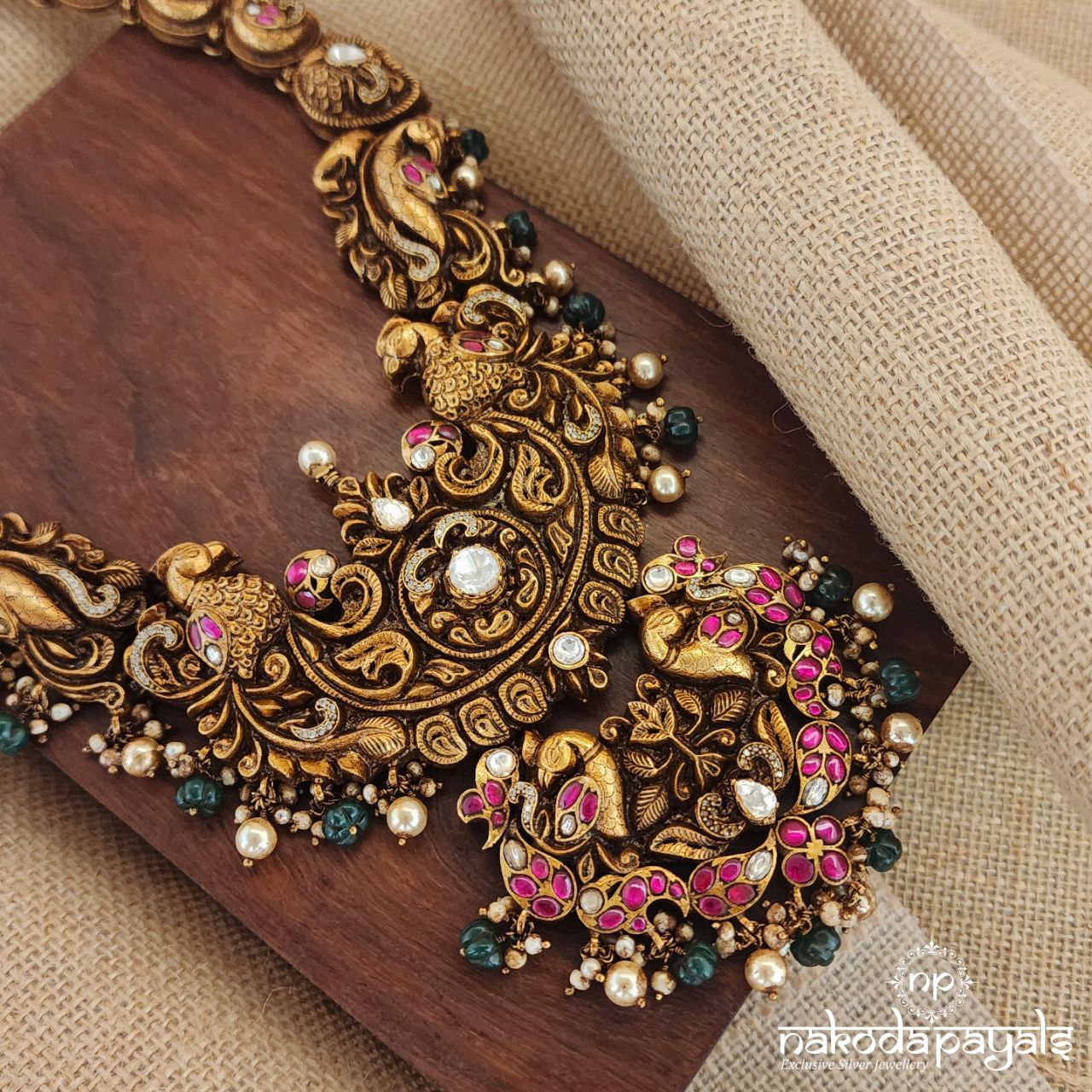 Peacock Charm Moissanite Neckpiece (Gn8412)